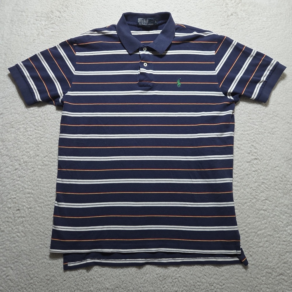 Vintage Polo Ralph Lauren Polo Shirt Mens Large Striped Short Sleeve Preppy